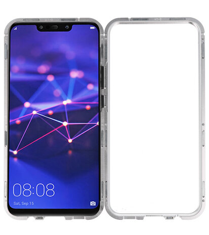 Magnetic Back Cover voor Mate 20 Lite Zilver - Transparant