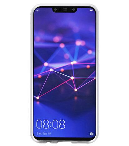 Magnetic Back Cover voor Mate 20 Lite Zilver - Transparant