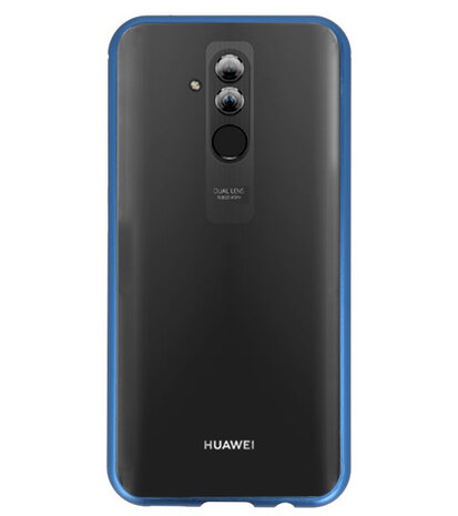 Magnetic Back Cover voor Mate 20 Lite Blauw - Transparant