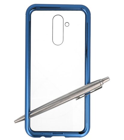 Magnetic Back Cover voor Mate 20 Lite Blauw - Transparant