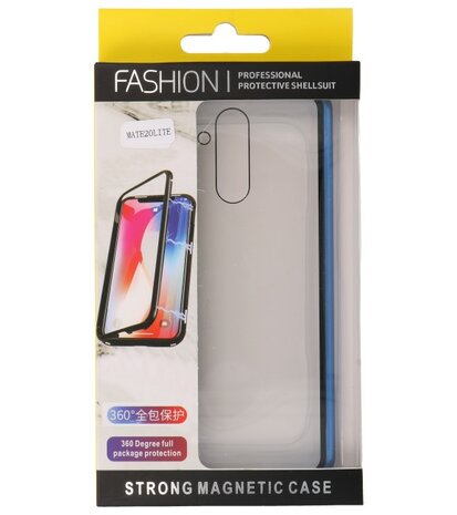 Magnetic Back Cover voor Mate 20 Lite Blauw - Transparant
