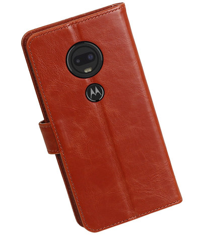 Motief Bookstyle Hoesje voor Motorola Moto G7 - G7 Plus Bruin