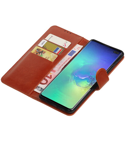 Motief Bookstyle Hoesje voor Samsung Galaxy S10 Plus Bruin