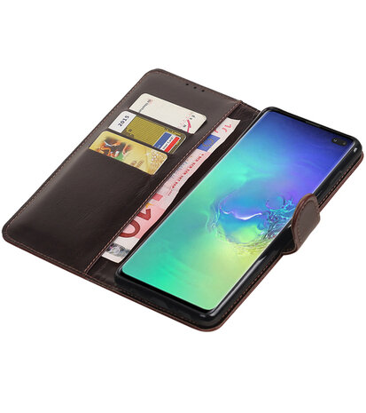 Motief Bookstyle Hoesje voor Samsung Galaxy S10 Plus Mocca