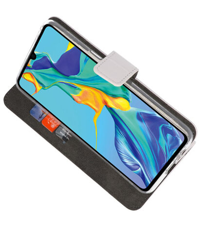 Booktype Wallet Cases Hoesje voor Huawei P30 Wit