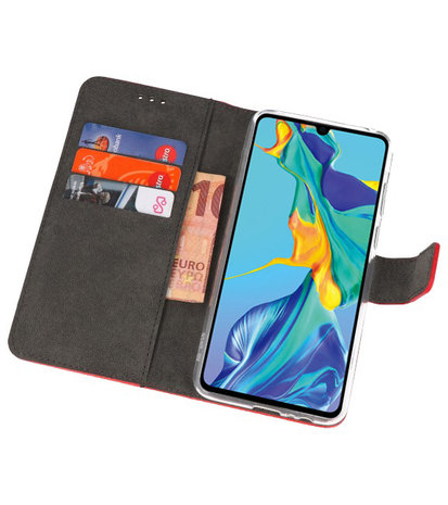 Booktype Wallet Cases Hoesje voor Huawei P30 Rood