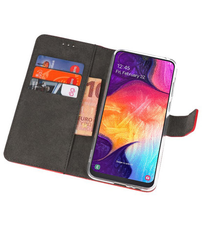 Booktype Wallet Cases Hoesje voor Samsung Galaxy A50 Rood