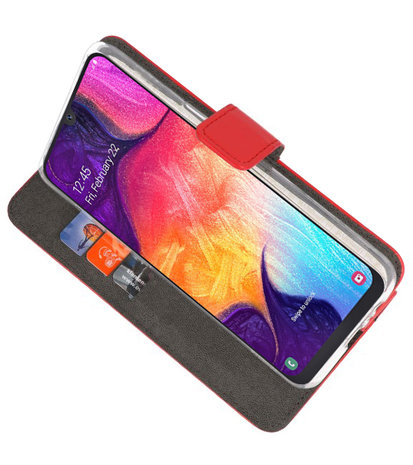 Booktype Wallet Cases Hoesje voor Samsung Galaxy A50 Rood