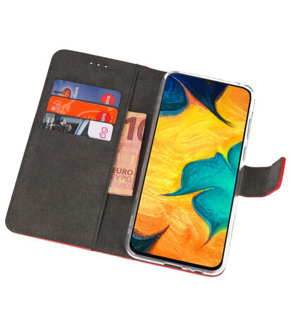 Booktype Wallet Cases Hoesje voor Samsung Galaxy A30 Rood