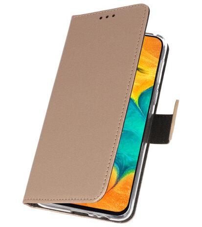 Booktype Wallet Cases Hoesje voor Samsung Galaxy A30 Goud