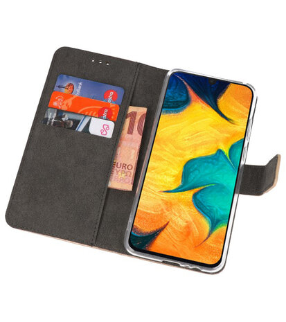 Booktype Wallet Cases Hoesje voor Samsung Galaxy A30 Goud