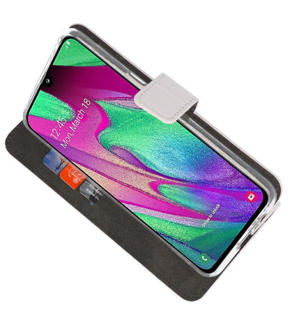 Booktype Wallet Cases Hoesje voor Samsung Galaxy A40 Wit