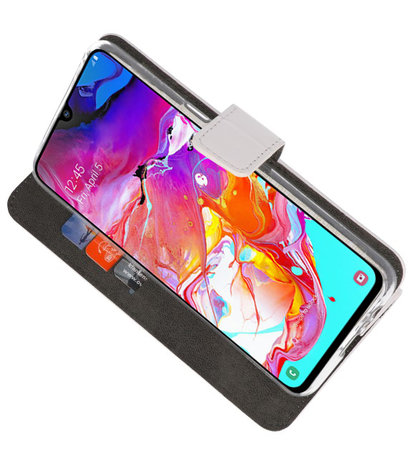 Booktype Wallet Cases Hoesje voor Samsung Galaxy A70 Wit