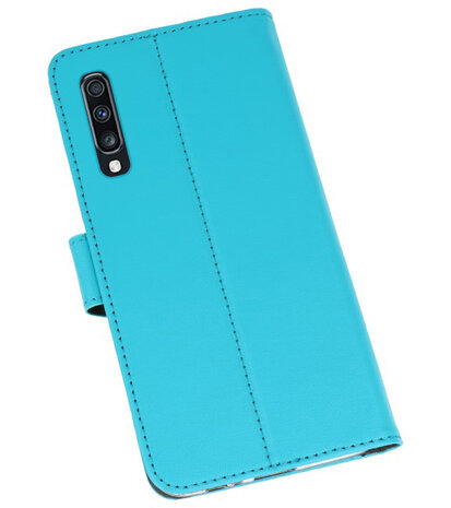 Booktype Wallet Cases Hoesje voor Samsung Galaxy A70 Blauw