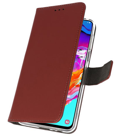 Booktype Wallet Cases Hoesje voor Samsung Galaxy A70 Bruin