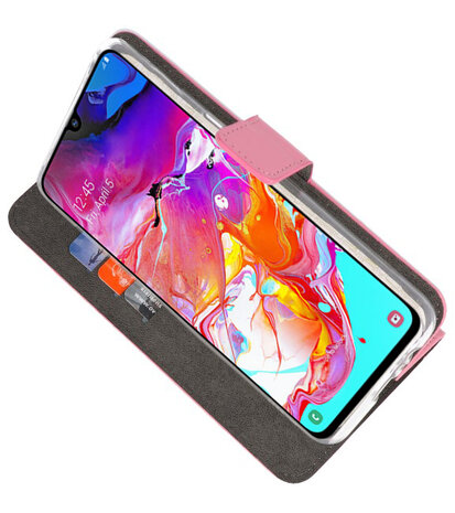 Booktype Wallet Cases Hoesje voor Samsung Galaxy A70 Roze