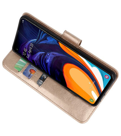 Bookstyle Wallet Cases Hoesje voor Samsung Galaxy A60 Goud