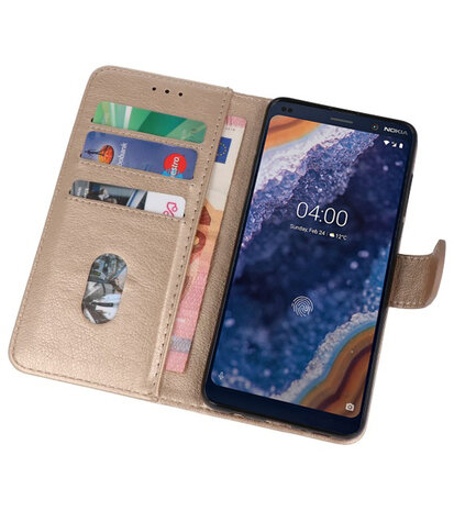 Bookstyle Wallet Cases Hoesje voor Nokia 9 PureView Goud