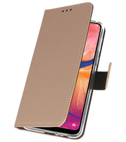 Wallet Cases Hoesje voor Samsung Galaxy A20 Goud