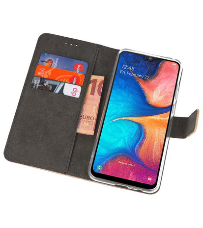 Wallet Cases Hoesje voor Samsung Galaxy A20 Goud