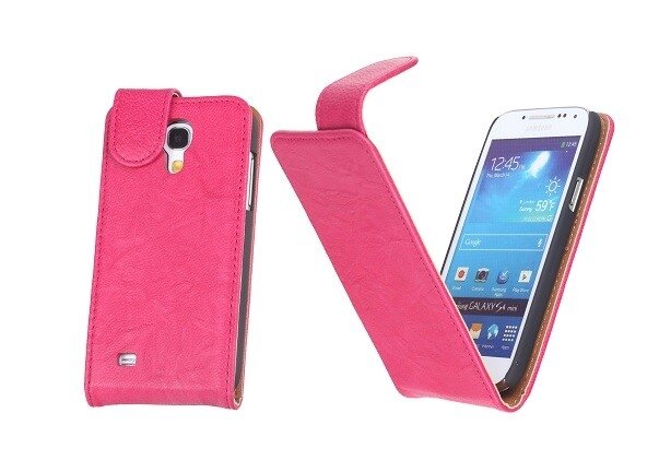 BestCases Luxe Kreukelleer Flipcase Hoesje Samsung Galaxy S4 Mini Roze