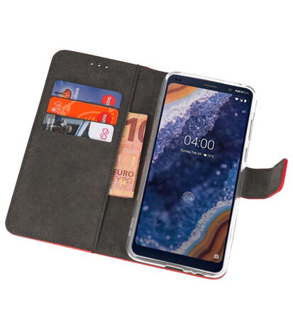 Wallet Cases Hoesje voor Nokia 9 PureView Rood