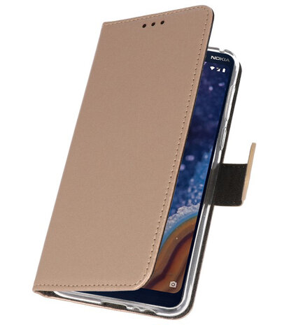 Wallet Cases Hoesje voor Nokia 9 PureView Goud