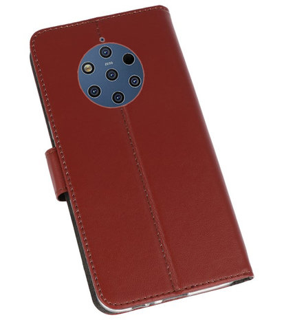 Wallet Cases Hoesje voor Nokia 9 PureView Bruin