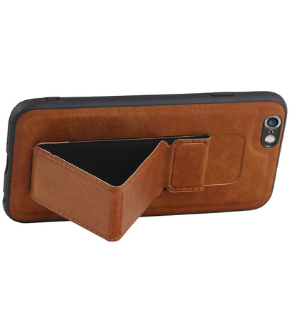 Grip Stand Hardcase Backcover voor iPhone 6 Bruin