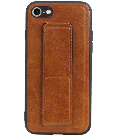 Grip Stand Hardcase Backcover voor iPhone SE 2020 / 8 / 7 Bruin