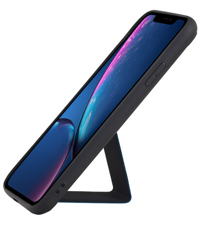 Grip Stand Hardcase Backcover voor iPhone XR Blauw