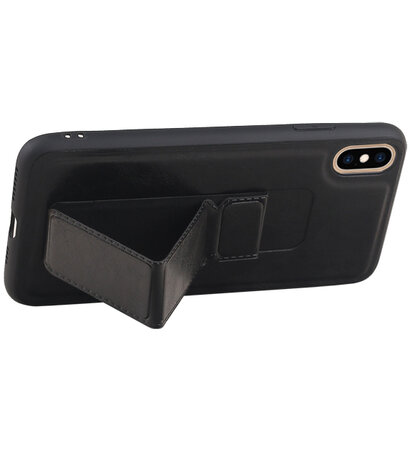 Grip Stand Hardcase Backcover voor iPhone XS Max Zwart