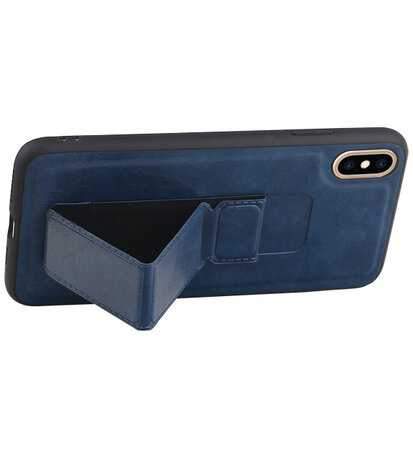 Grip Stand Hardcase Backcover voor iPhone XS Max Blauw