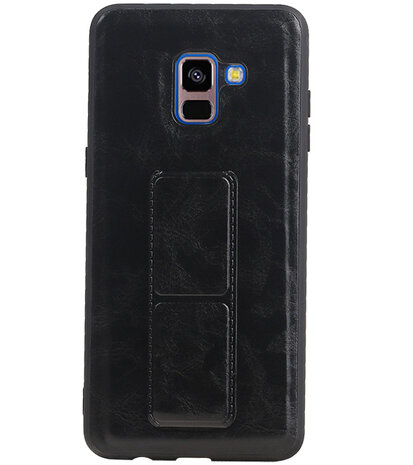 Grip Stand Hardcase Backcover voor Samsung Galaxy A8 (2018) Zwart