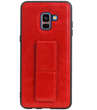 Grip Stand Hardcase Backcover voor Samsung Galaxy A8 (2018) Rood