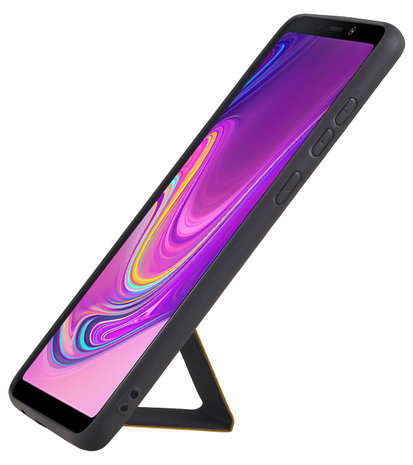 Grip Stand Hardcase Backcover voor Samsung Galaxy A9 (2018) Bruin
