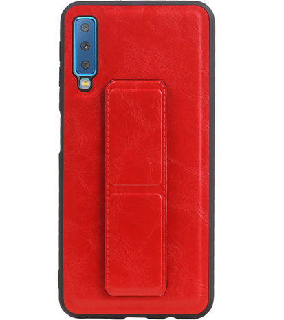 Grip Stand Hardcase Backcover voor Samsung Galaxy A7 (2018) Rood