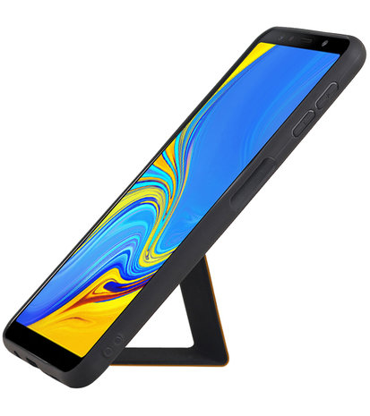 Grip Stand Hardcase Backcover voor Samsung Galaxy A7 (2018) Bruin