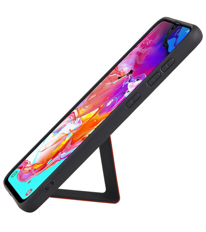 Grip Stand Hardcase Backcover voor Samsung Galaxy A70 Rood