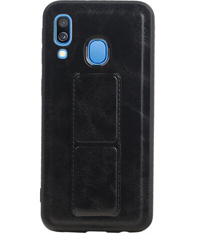 Grip Stand Hardcase Backcover voor Samsung Galaxy A40 Zwart