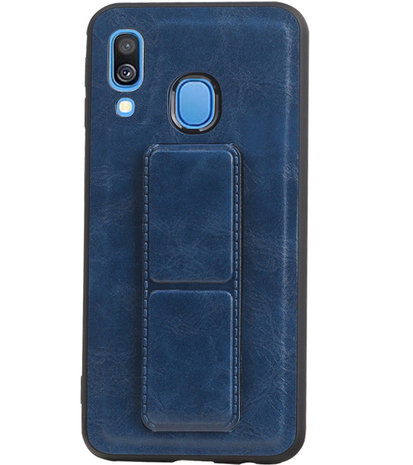 Grip Stand Hardcase Backcover voor Samsung Galaxy A40 Blauw