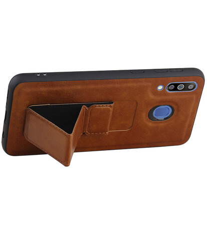 Grip Stand Hardcase Backcover voor Samsung Galaxy M30 Bruin