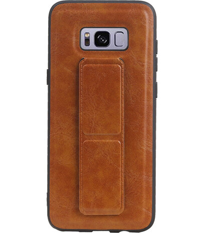 Grip Stand Hardcase Backcover voor Samsung Galaxy S8 Plus Bruin