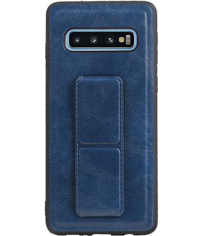 Grip Stand Hardcase Backcover voor Samsung Galaxy S10 Blauw