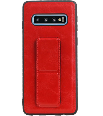 Grip Stand Hardcase Backcover voor Samsung Galaxy S10 Rood