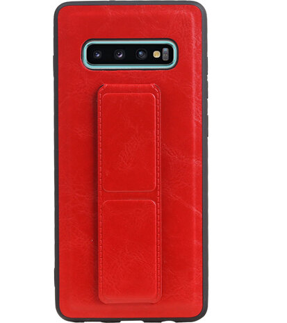 Grip Stand Hardcase Backcover voor Samsung Galaxy S10 Plus Rood