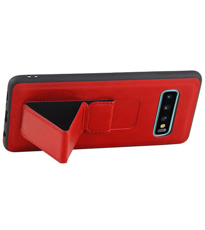Grip Stand Hardcase Backcover voor Samsung Galaxy S10 Plus Rood