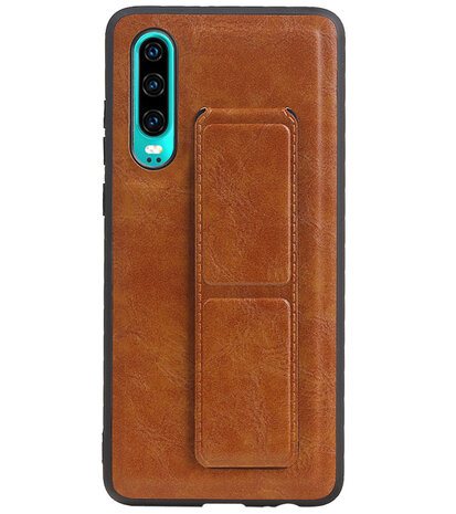 Grip Stand Hardcase Backcover voor Huawei P30 Bruin