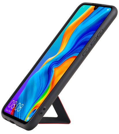 Grip Stand Hardcase Backcover voor Huawei P30 Lite / Nova 4E Rood