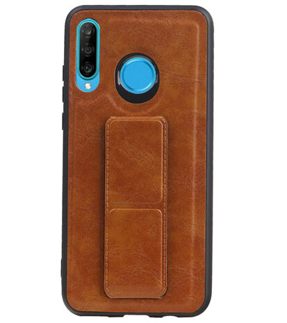 Grip Stand Hardcase Backcover voor Huawei P30 Lite / Nova 4E Bruin